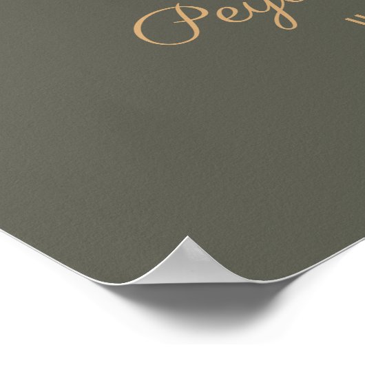 Poster Panneau Mariage Olive Green Elegant Script débranc (Coin)