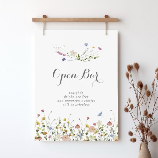 Poster Panneau Mariage Open Bar Dainty Fleurs sauvages co