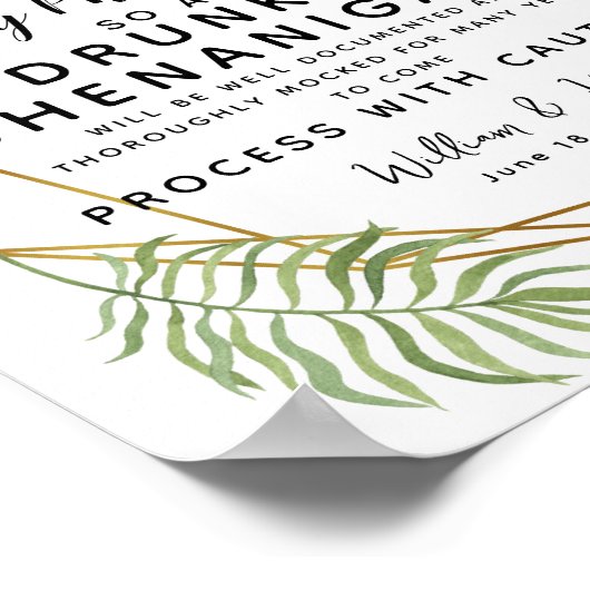 Poster Panneau mariage Open Bar de verdure cristal (Coin)