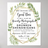 Poster Panneau mariage Open Bar de verdure cristal (Devant)