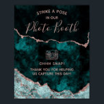 Poster Panneau Mariage Peacock Green & Rose Gold Photo Bo<br><div class="desc">Rich Peacock Turquoise Green & Elegant Rose Gold Faux Foil Aquarelle Marbre Agate Gilded Geode Invitation Design,  avec polices Moderne et Script. Luxueux Album photo Mariage tendance et chic ! ~ Regardez ma boutique pour voir l'ensemble de la suite mariage pour ce design!</div>