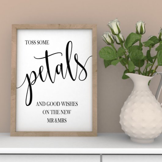 Poster Panneau mariage pour pétales de Toss 8x10