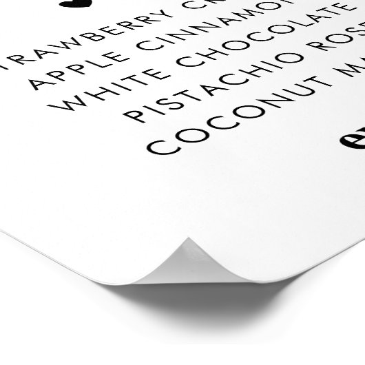 Poster Panneau Mariage Retro Script Heart Cupcake Flavers (Coin)