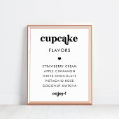 Poster Panneau Mariage Retro Script Heart Cupcake Flavers
