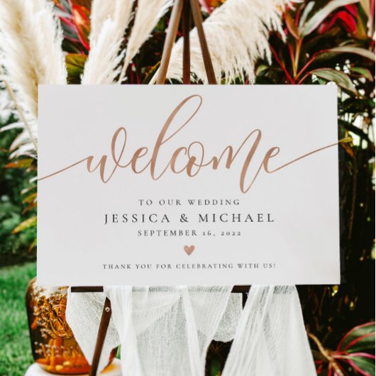 Poster Panneau Mariage rose Gold Welcome