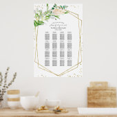 Poster Panneau mariage Seating Chart Vert Élégant Or (Cuisine)
