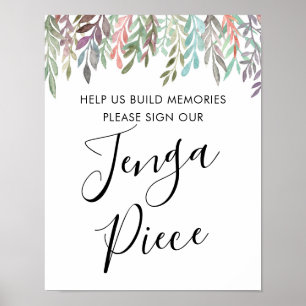 Poster Panneau mariage - Signer Notre Jenga Piece Panneau