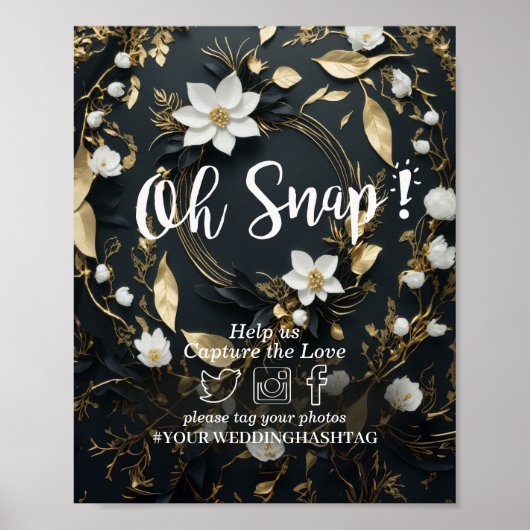 Poster Panneau Mariage Snap Gold Floral (Devant)