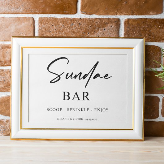 Poster Panneau Mariage Sundae Bar crème glacée
