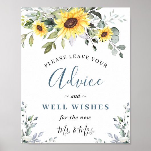 Poster Panneau Mariage Sunflowers Eucalyptus Conseils & s (Devant)