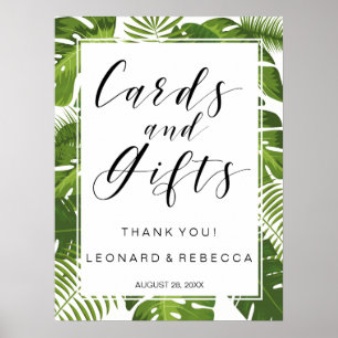 Poster Panneau mariage Tropical Elegant Cartes et Cadeaux