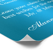 Poster Panneau Mariage Turquoise de Coeurs Floraux violet (Coin)