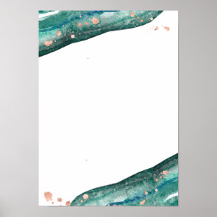 Poster Panneau Mariage Turquoise Geode et Rose Gold