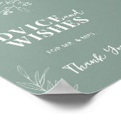 Poster Panneau Mariage Vert Sage Conseils Et Souhaits (Coin)