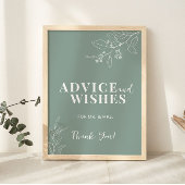 Poster Panneau Mariage Vert Sage Conseils Et Souhaits
