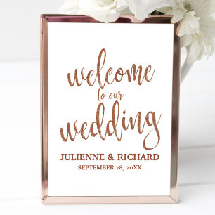 Poster Panneau mariage Welcome Copper Parties scintillant