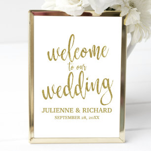 Poster Panneau mariage Welcome Gold Parties scintillant 8