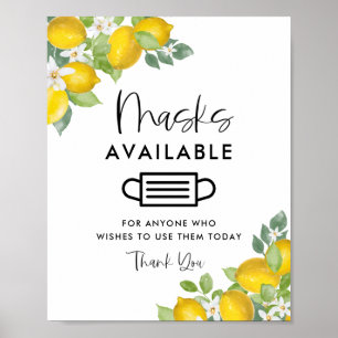 Poster Panneau Masks Disponibles Thème Citron Fête