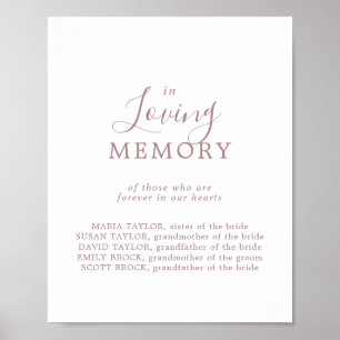 Poster Panneau Mémorial de Mariage Minimal Rose Mémoire A
