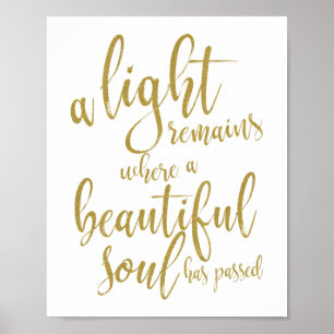 Poster Panneau Mémorial de Script Une Lumière Reste Dorée