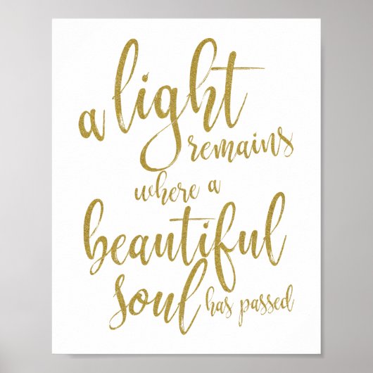 Poster Panneau Mémorial de Script Une Lumière Reste Dorée (Devant)