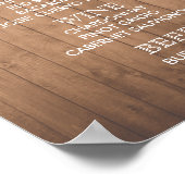 Poster Panneau MENU BAR pour la réception mariage et fête (Coin)