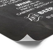 Poster Panneau MENU BAR pour mariage et réception de fête (Coin)