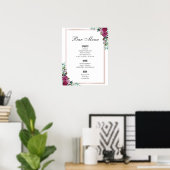 Poster Panneau MENU BARRE | florale bordeaux | barre mari (Bureau à domicile)