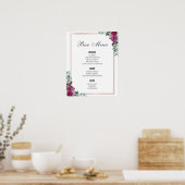 Poster Panneau MENU BARRE | florale bordeaux | barre mari (Cuisine)