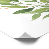 Poster Panneau MENU BARRE | mariage botanique vert et or (Coin)