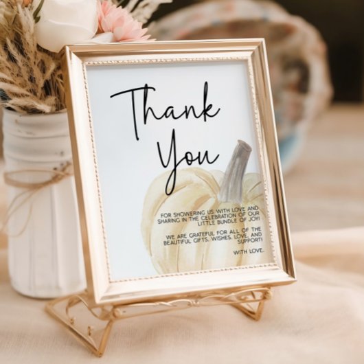 Poster Panneau Merci Baby shower citrouille