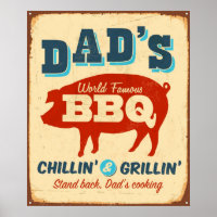 Panneau métallique vintage - BBQ papa
