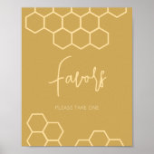 Poster Panneau Miel Baby shower Beige Doré Faveurs (Devant)