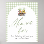 Poster Panneau Mimosa à Gingham Vert Fraîchement du March (Devant)