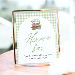 Poster Panneau Mimosa à Gingham Vert Fraîchement du March