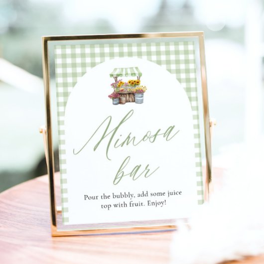 Poster Panneau Mimosa à Gingham Vert Fraîchement du March