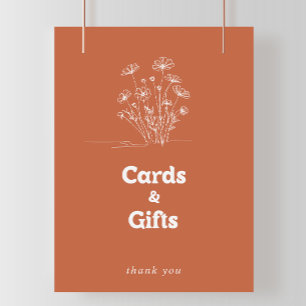 Poster Panneau minimal de cartes et cadeaux de fleurs sau