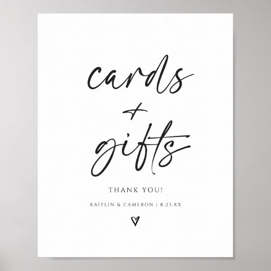 Poster Panneau minimaliste Cartes de mariage et cadeaux m (Devant)