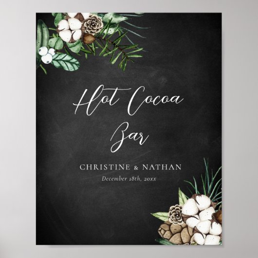 Poster Panneau moderne Chalkboard Mariage Hot Cocoa Bar (Devant)