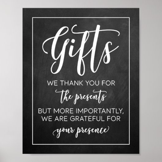 Poster Panneau moderne Chalkboard Mariages Cadeaux (Devant)