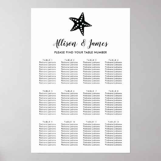 Poster Panneau moderne du Mariage Starfish (Devant)