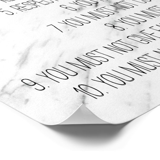 Poster Panneau moderne Marbre Dix Commandements (Coin)