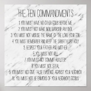 Poster Panneau moderne Marbre Dix Commandements