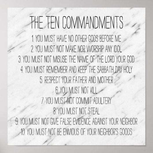 Poster Panneau moderne Marbre Dix Commandements (Devant)
