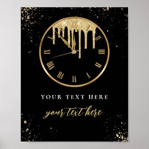 Poster Panneau modifiable de veille du Nouvel An à horlog