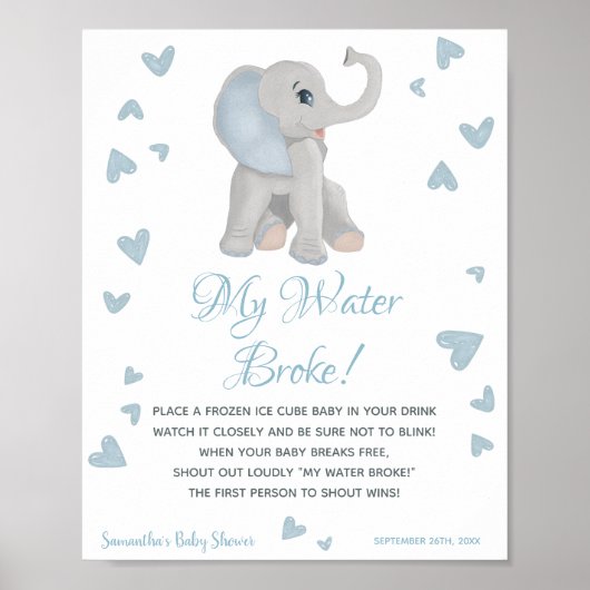 Poster Panneau Mon Baby shower Garçon Bleu Broke (Devant)