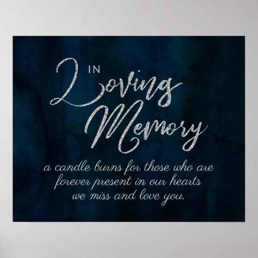 Poster Panneau Navy Luster Dark Blue Silver À la mémoire (Devant)
