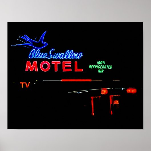 Poster Panneau Neon Motel Swallow Bleu, Tucumcari, N.M. (Devant)