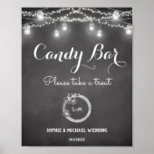 Poster Panneau noir blanc Mariage de la barre de bonbons (Devant)