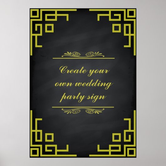Poster Panneau noir Swirl Green Border Wedding Party (Devant)